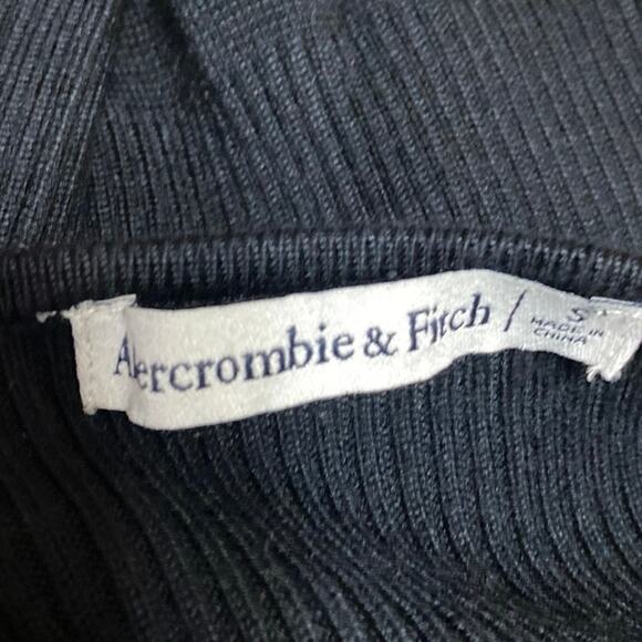 Abercrombie & Fitch Black Rib Knit V-neck Long Sleeve Sweater Bodysuit Top Sz S - Picture 3 of 4